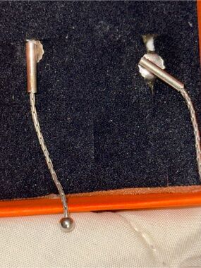 Vintage Sterling Silver 925 Braided Drop Chain Earrings with Bead Ends